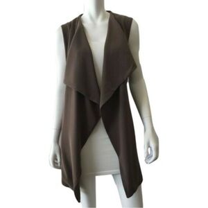 Brown Sleeveless Waterfall Vest